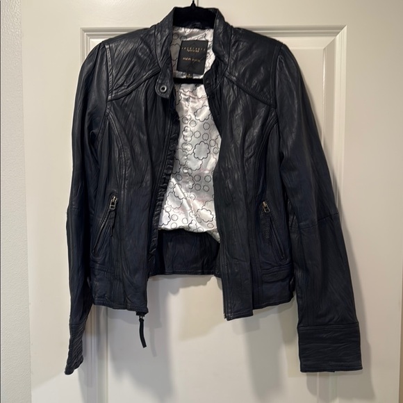 Sanctuary Dark Navy Genuine Leather Jacket - Picture 1 of 4